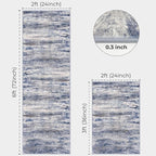 KOZYFLY Modern Abstract Area Rugs 2PCS 2x3 and 2x6 Blue-Grey Machine Washable - Image 2