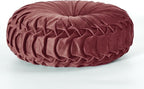 HIG Set of 2 Decorative Round Pleated Throw Pillows, Classy Accent Pumpkin - Image 5