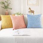 CaliTime Throw Pillow Covers Decorative 24 X 24 Inches Pack of 2 Cozy Chenille - Image 5