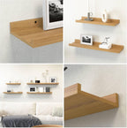 Boswillon Floating Shelves Set of 2, Small Wall Shelf with Lip, 16in, Oak