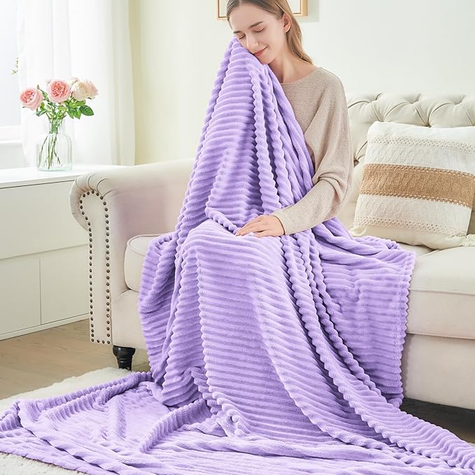 BEDELITE Fleece Blanket Twin Size – 3D Ribbed Jacquard Soft and Warm Decorative - Image 6