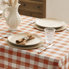 Romanstile Fall Gingham Tassel Tablecloth Rectangle - 55 x 102 Inch, Orange