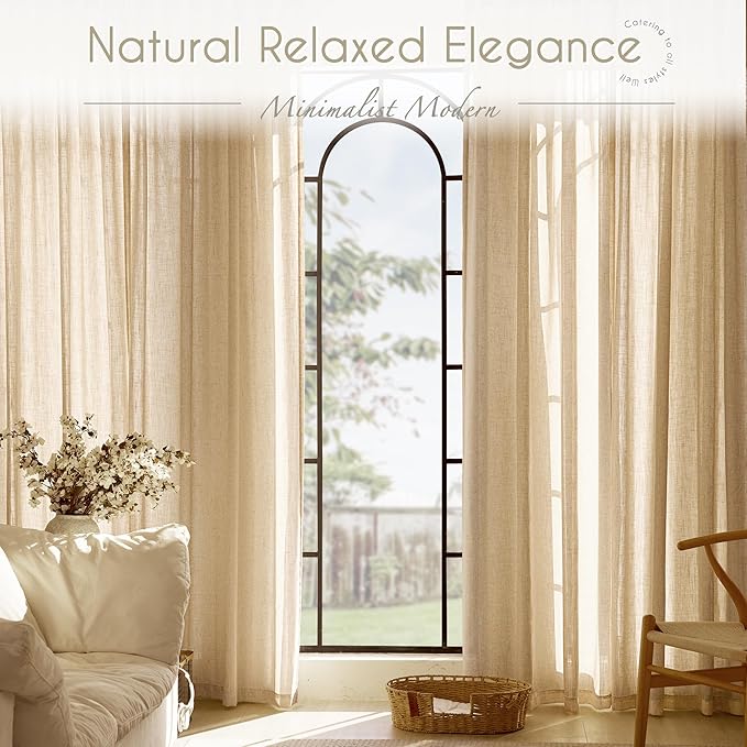 Tan Linen Curtains 108 inches Long - Image 6
