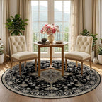 Area Rugs 5ft Washable Non-Slip, Floral Vintage Distress Print Pattern - Image 2