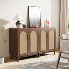 Tribesigns Set of 2 Rattan Sideboard, 59” Buffet Cabinet with Storage