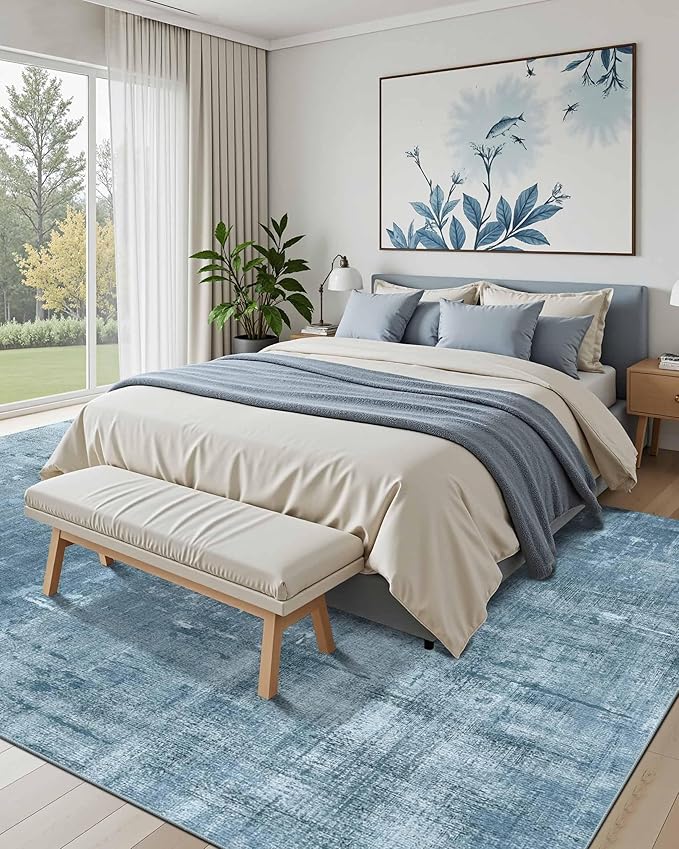 Latte&Fog 9x12 Area Rug for Living Room, Extra Large Blue Modern Abstract - Image 3