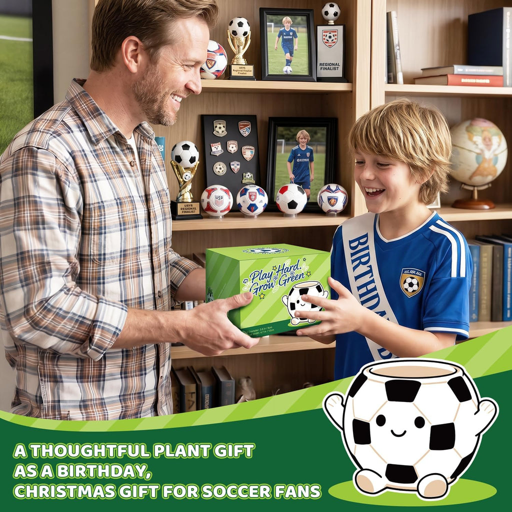 Soccer Face Plant Pots, 4 Inches Resin Planters, Cute Succulent Pot