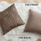 decorUhome Throw Pillow Covers 20x20 Inch Set of 2, Soft Plush Faux Wool Brown - Image 8