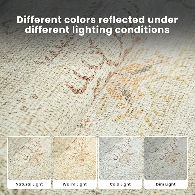 Washable Rugs 8x10 Area Rugs for Living Room-Light Brown Rugs for Bedroom - Image 5