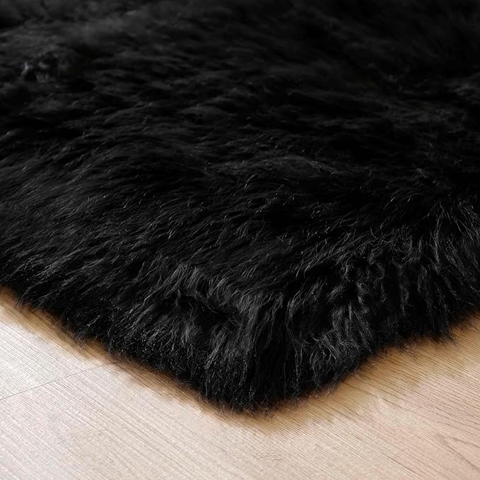 Goolela Black Fluffy Rug 4x6 Fuzzy Furry Shag Rug - Image 7