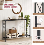 Tajsoon Console Table 41.8", 2 Tier Industrial Entryway Table with Shelves