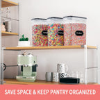 PRAKI Large Dry Food Storage Containers with Lids, 6PCS Airtight Cereal Containers Storage Set, Leak-proof Canister Set for Kitchen Pantry Organization with 20 Labels & Marker (4L Black)