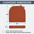 Basic Beyond Chair Cushions for Dining Chairs 4 Pack, Kitchen Chair Cushions with Ties and Non Slip Backing, 16 x 16 inches Chair Pads for Dining Chairs (Orange)