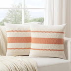 Fancy Homi Set of 1 Boho Coral Decorative Throw Pillow Cover 18x18 Inch - Image 2