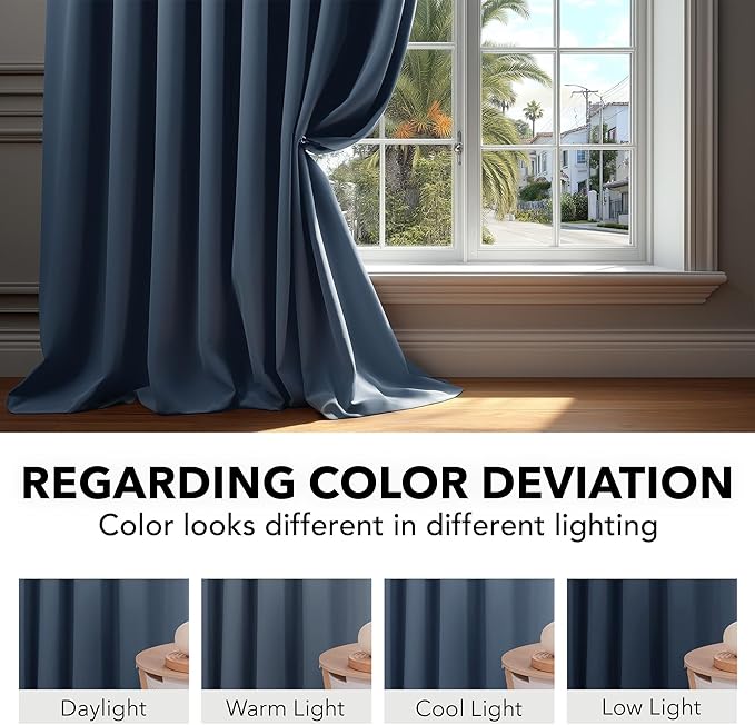 Deconovo Blackout Curtains, Thermal Insulated, W70 x L108 2 Panels, Back Tab - Image 6