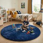 Amdrebio Navy Blue Round Rug 4Ft - Image 5