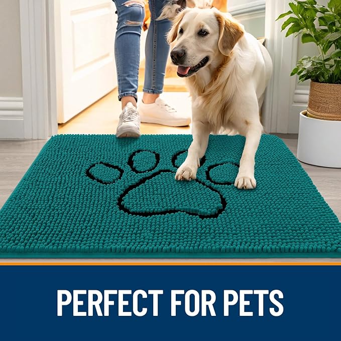 OLANLY Dog Door Mat for Muddy Paws 48x30, Paw Print Design, Absorbs Moisture - Image 6
