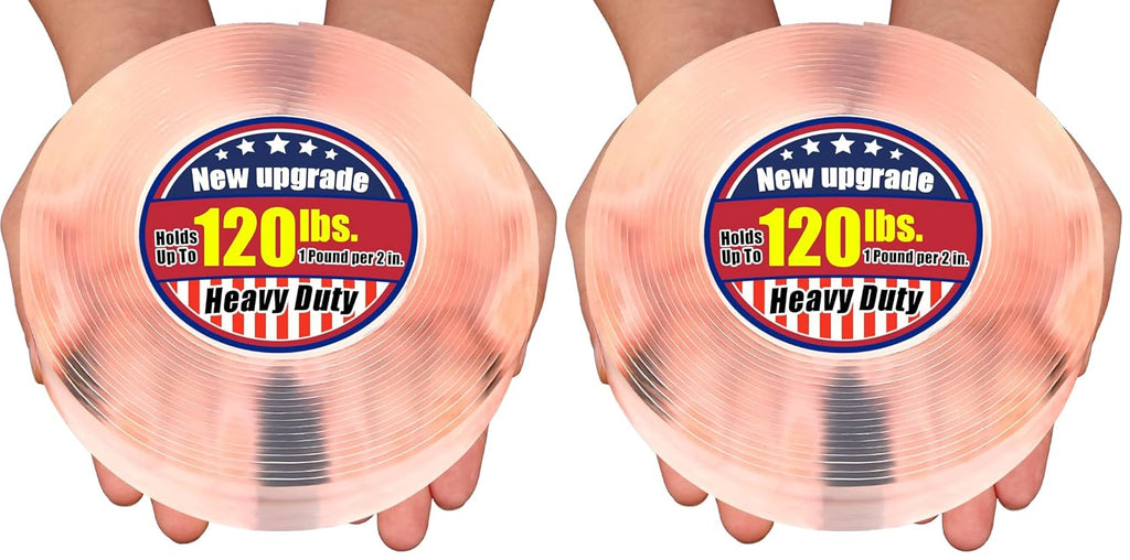 PHIXBEAR Extra Large 1.2" x 240" Double Sided Mounting Tape Heavy Duty, Clear & Tough Nano Adhesive Tape Multipurpose Removable Tape