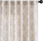 jinchan Linen Floral Curtains for Living Room 63 Inch Length Gray Flower by JINCHAN