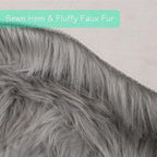 duduta Grey Faux Sheepskin Fur Rug 3x5 ft, Fluffy Shag Bedroom Dorm Nursery - Image 4