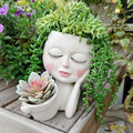 Face Planter Pot, Double Flower Pots Resin with Drainage Hole