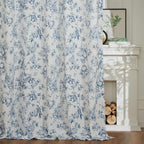 jinchan Linen Floral Curtains for Living Room 84 Inch Length Blue Printed - Image 6