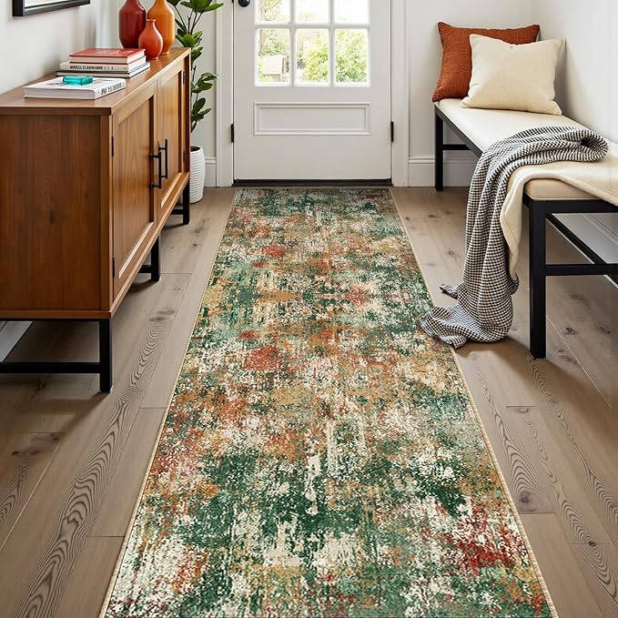 Washable Area Rugs 2'x8' Non-Slip Modern Abstract Soft by RELEANY