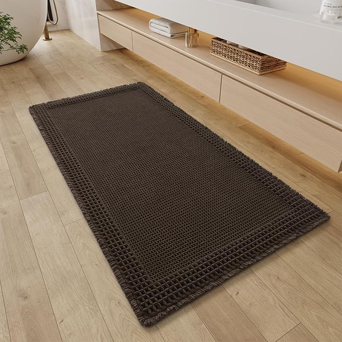 RESARE Waffle Bathroom Runner Rugs, Super Absorbent Bath Mat Non Slip Washable by Resare