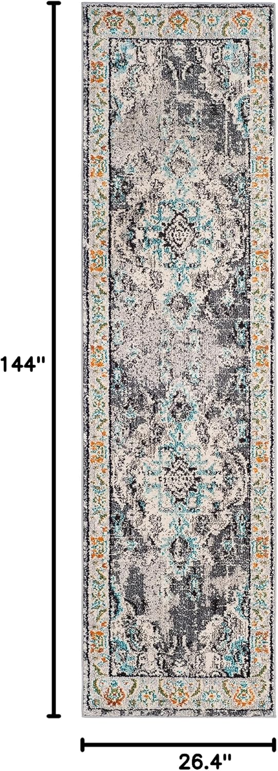SAFAVIEH Monaco Runner Rug 2'2"x12', Grey & Light Blue MNC243G