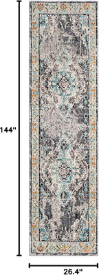 SAFAVIEH Monaco Runner Rug 2'2"x12', Grey & Light Blue MNC243G