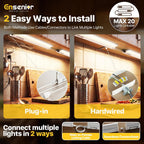 24" Under Cabinet Lighting Fixture for Kitchen, Plug in or Hardwired,2-Pack