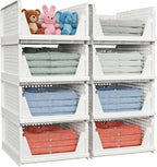 caktraie 5 Pack Stackable Closet Storage Basket - Stackable Storage Bins