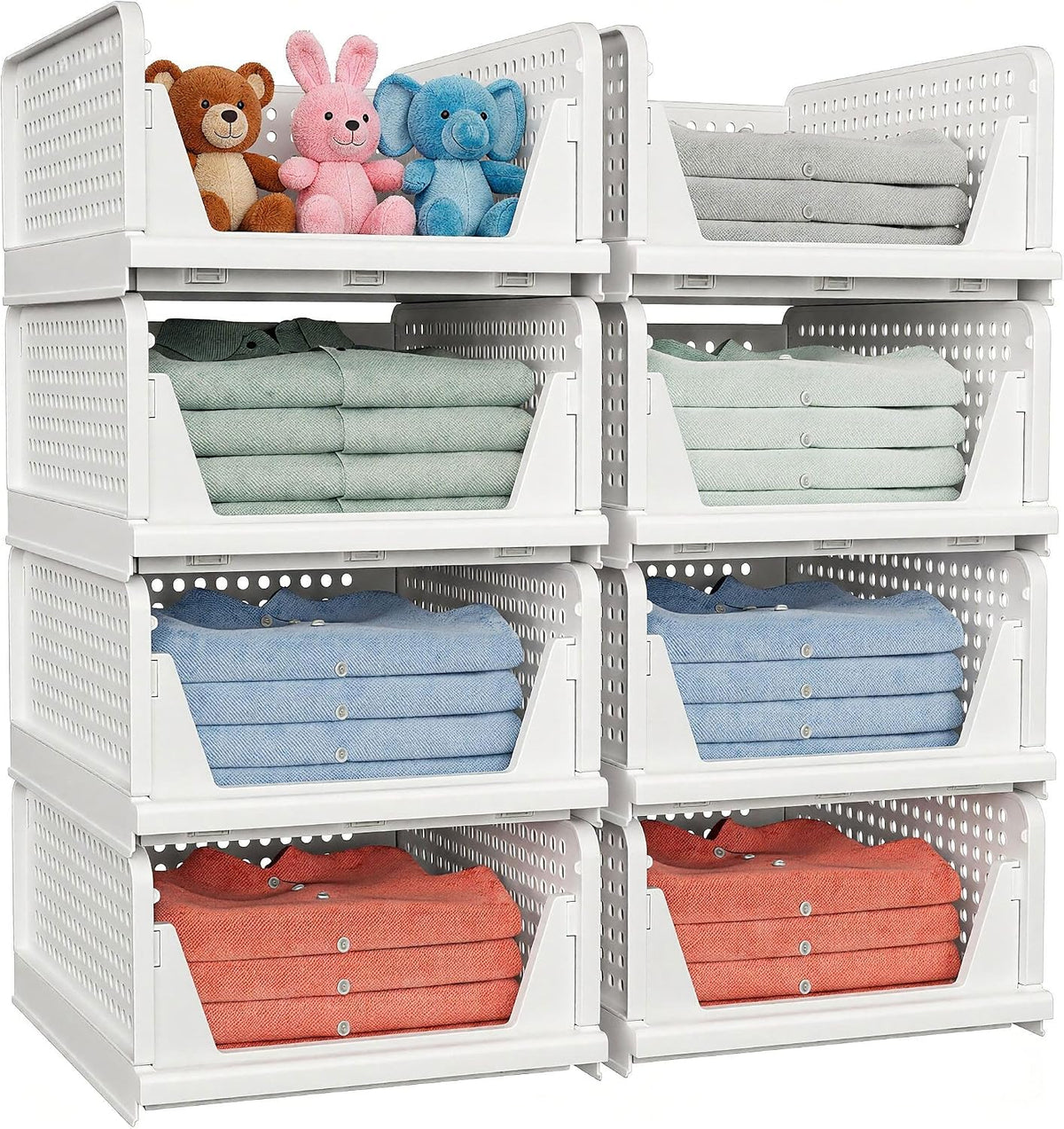 caktraie 5 Pack Stackable Closet Storage Basket - Stackable Storage Bins
