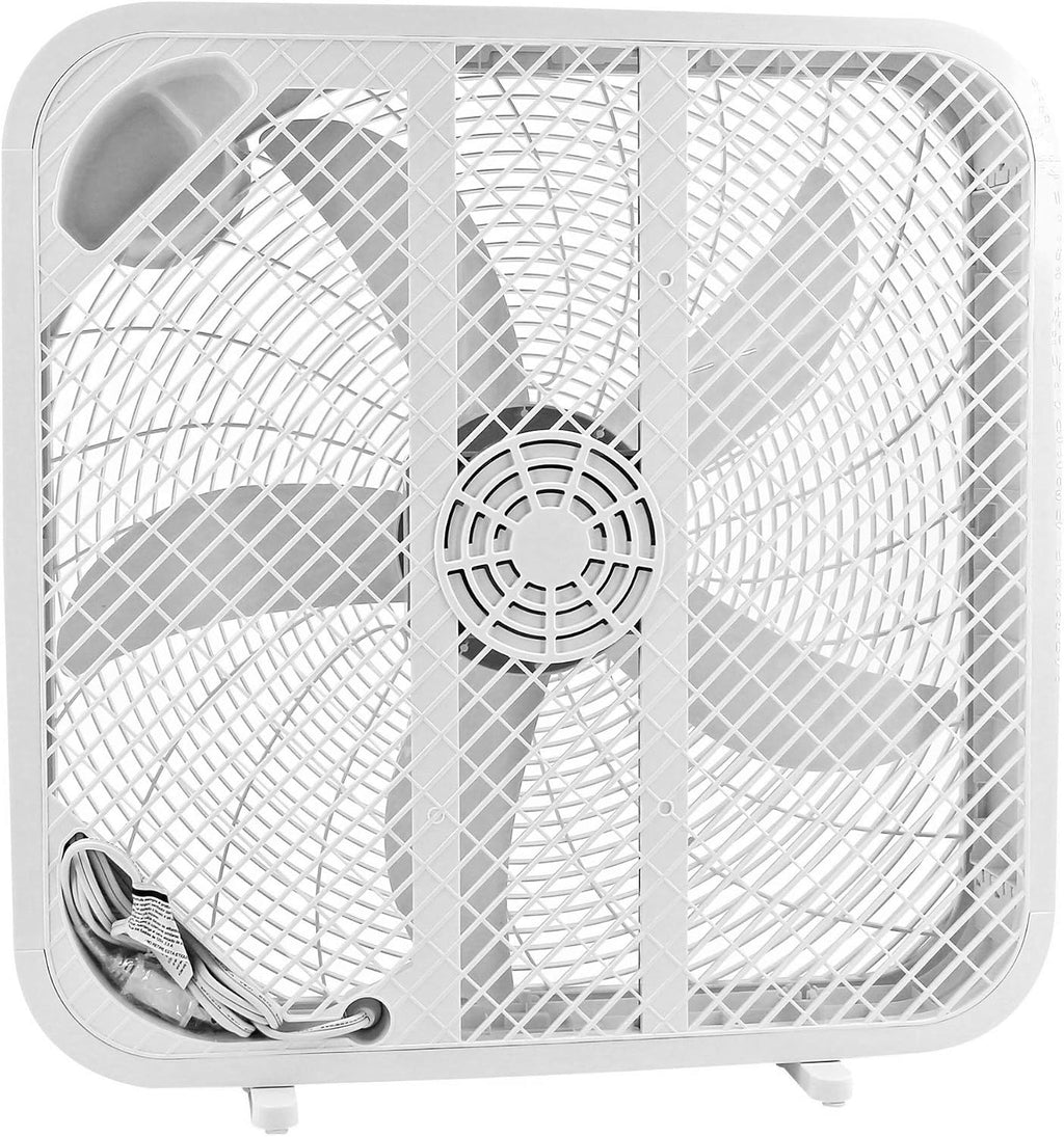 Genesis 20" Box Fan, 3 Settings, Max Cooling Technology, Carry Handle, White (G20BOX-WHT)
