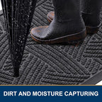 Smiry Front Door Mat Outside Entrance, Heavy Duty Sturdy Natural Rubber Doormat - Image 3