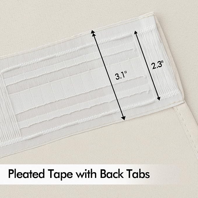 MIULEE Ivory Back Tab Blackout Curtains 102 Inch Long 2 Panels Set - Image 4