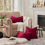 GIGIZAZA Burgundy Velvet Pillow Covers: Pack of 2 Lumbar Throw Pillows Soft - Image 3