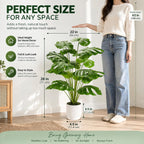 Der Rose 28" Fake Plants, Artificial Monstera Plants Indoor in White Pot