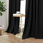 Black Curtains 84 Inches Long for Bedroom 2 Panel Set Linen Textured Total - Image 7