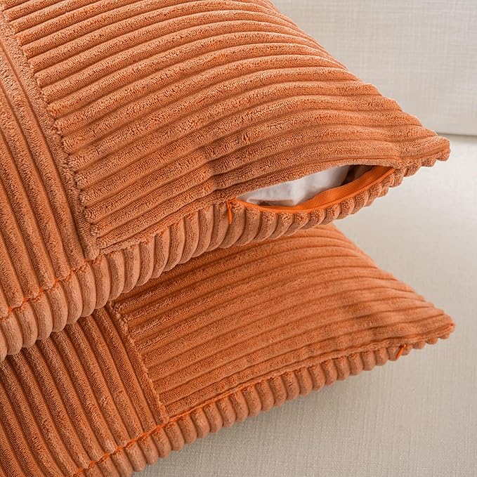 Fancy Homi 2 Packs Burnt Orange Decorative Throw Pillow Covers 22x22 Inch - Image 4