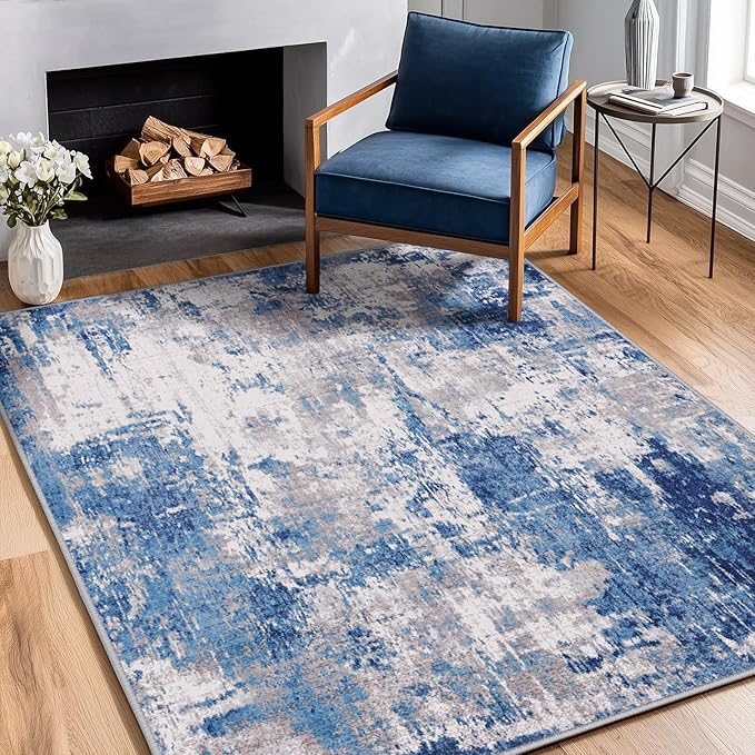Washable Area Rugs 4'x5' Non-Slip Modern Abstract Soft - Image 3