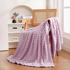 Puncuntex Light Purple Throw Blanket 50"×60" inches Fuzzy 3D Jacquard by Puncuntex