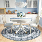 Area Rugs 6ft Washable Non-Slip, Floral Vintage Distress Print Pattern - Image 2