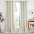 NICETOWN Natural Flax Linen Bedroom Curtains 90 inches Long, Grommet Semi Sheer by NICETOWN