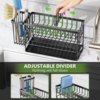 2-Tier Kitchen Sink Caddy Organzier Rack with Dish Brush Sponge Holder