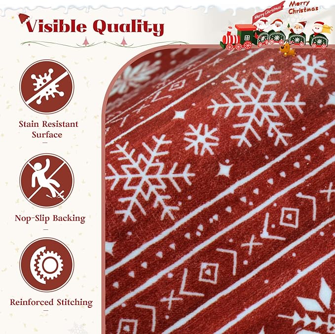 Christmas Rug 6x9 Washable Rugs, Boho Christmas Tree Snowflake Rug Non-Slip - Image 6