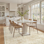 5x7 Area Rugs Beige Low Pile Indoor Washable Trendy Faded Style Floral Rugs - Image 8