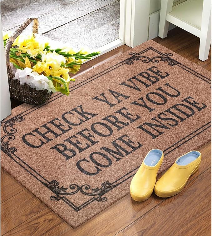 Front Door Indoor Outdoor Entrance Doormat Brown Rubber Welcome Door Mat Come - Image 2