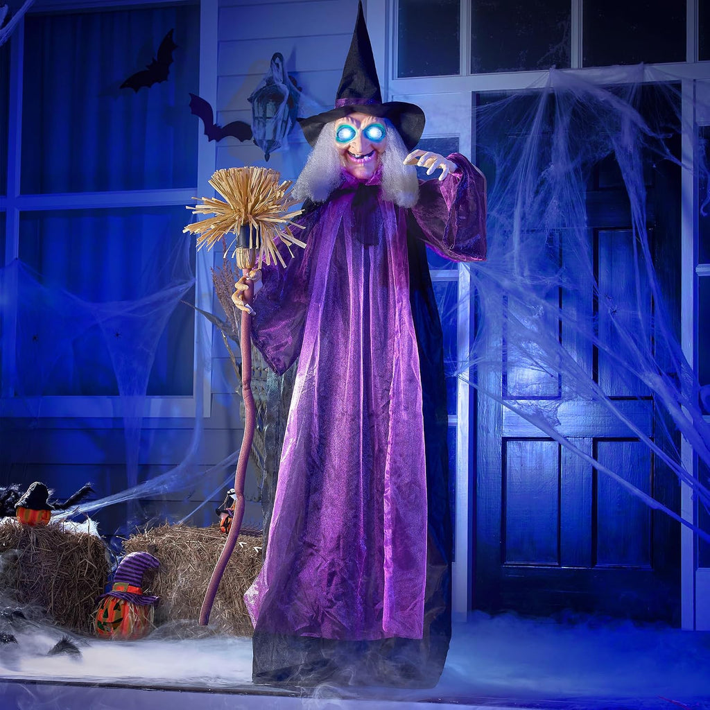 JOYIN Halloween Decorations Witch Life Size Animated with LED Eyes and Creepy Sound, Radar Motion Activated Animatronics Clearance for Haunted House Decor Outdoor Lawn Yard Patio