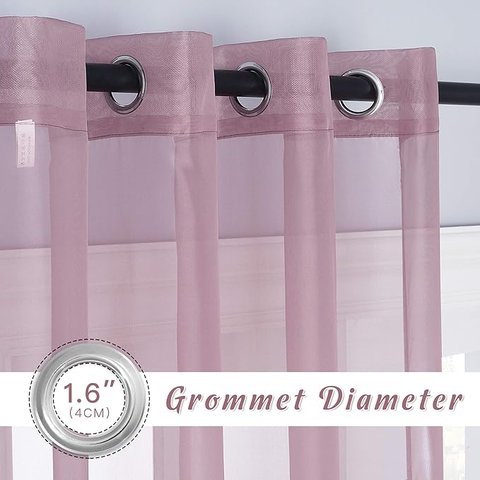 NICETOWN Bedroom Sheer Curtains 63 inch Length - Image 2